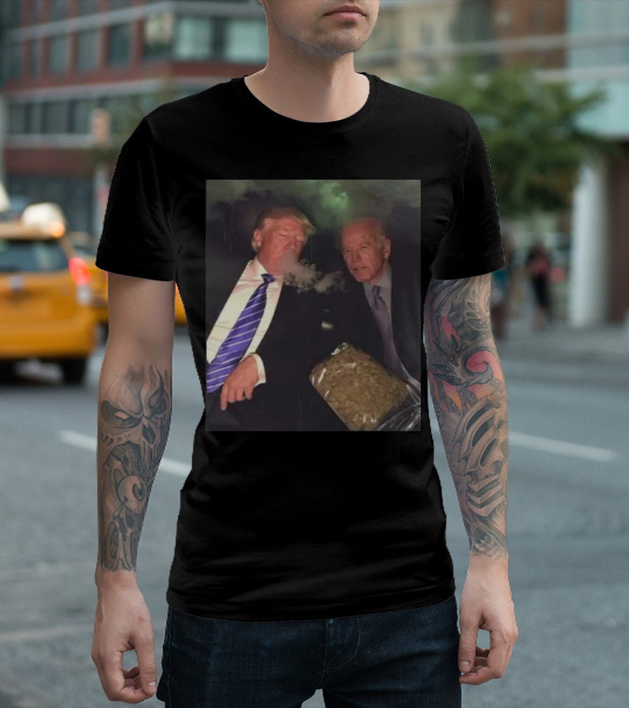 Trump Biden Smoking Weed Cloud Chair T-Shirt