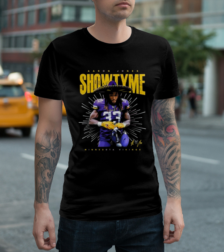 Aaron Jones Showtyme Minnesota Vikings NFL Football Signature 33 T-Shirt