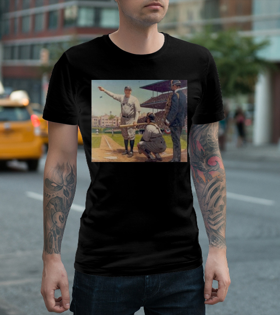 Iconic Babe Ruth Pointing Gesture in 1932 World Series Yankees Moment T-Shirt