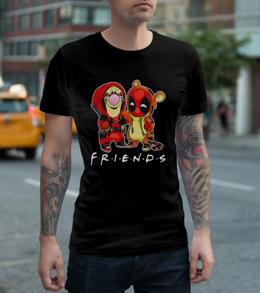 Friends Disney Winnie The Pooh Tigger And Deadpool T-Shirt