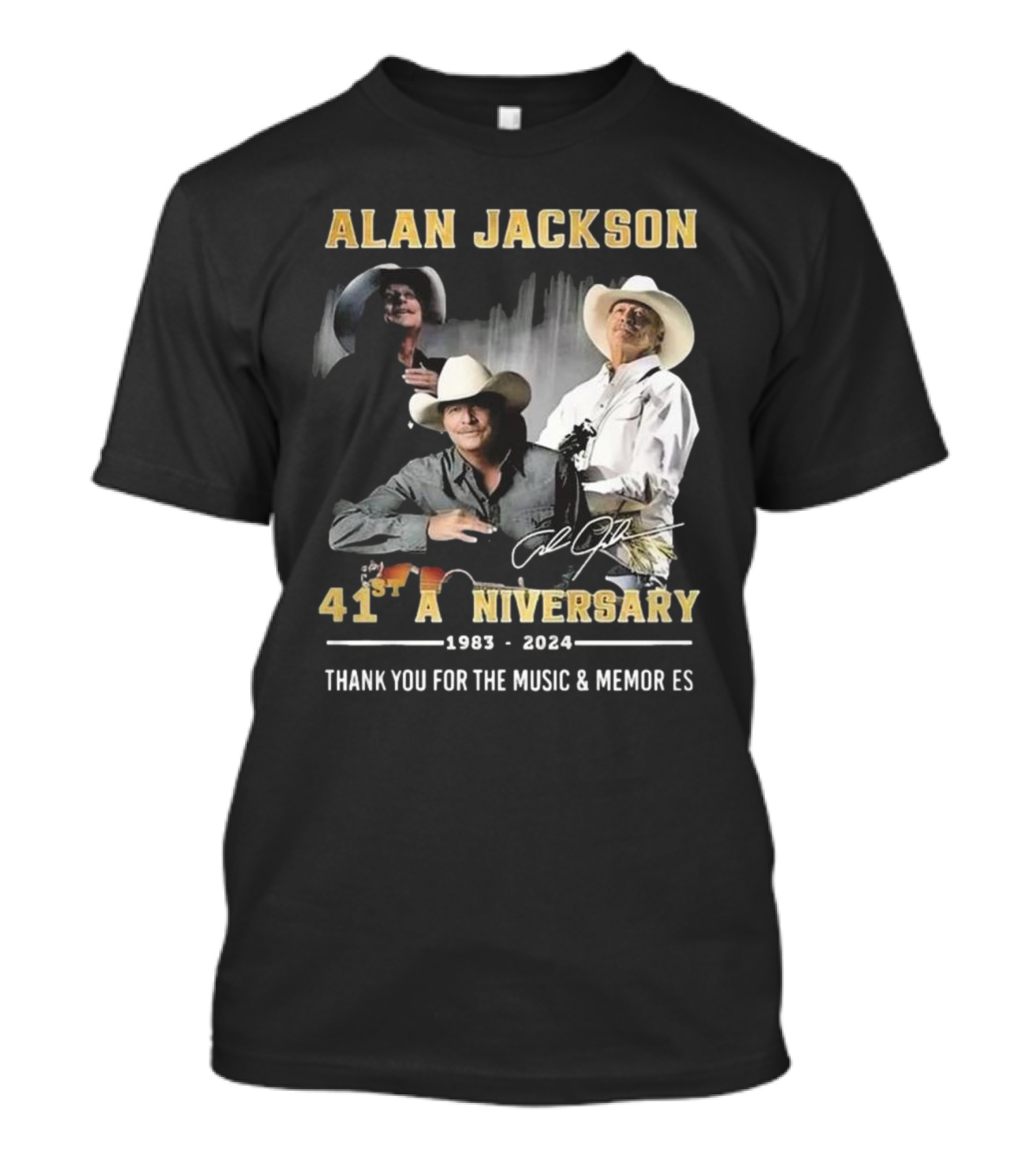 Alan Jackson 41st Anniversary 1983 2024 Thank You For The Music And Memories Signature T-Shirt