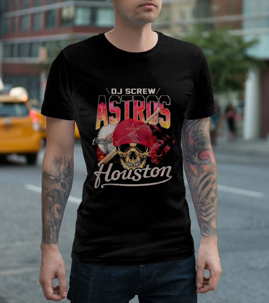 DJ Screw Astros Skull Baseball Houston T-Shirt