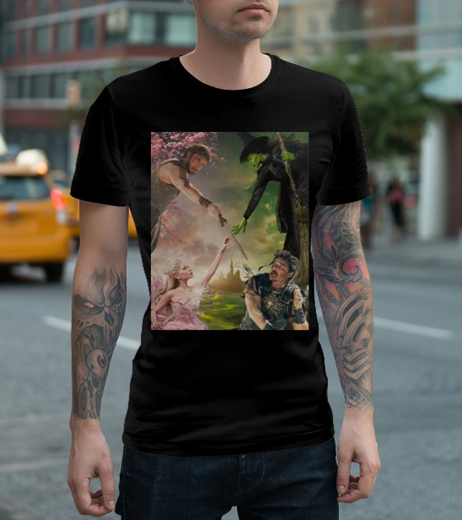 Gladiator 2 and Wicked Witch Fantasy Crossover with Enchanted Forest Warriors and Sorcery Elements T-Shirt