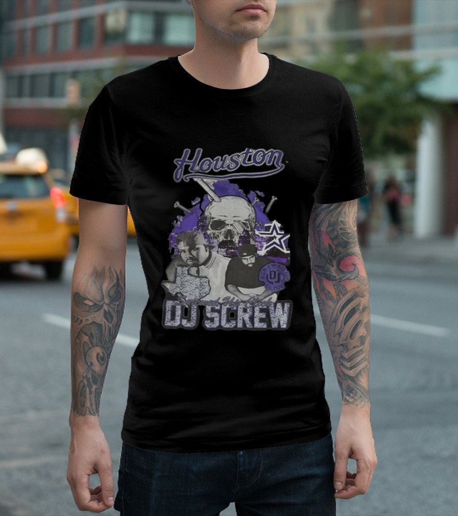 Houston Screwed Up Click DJ Screw Texas Skull Stars T-Shirt