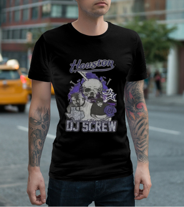Houston Screwed Up Click DJ Screw Texas Skull Stars T-Shirt