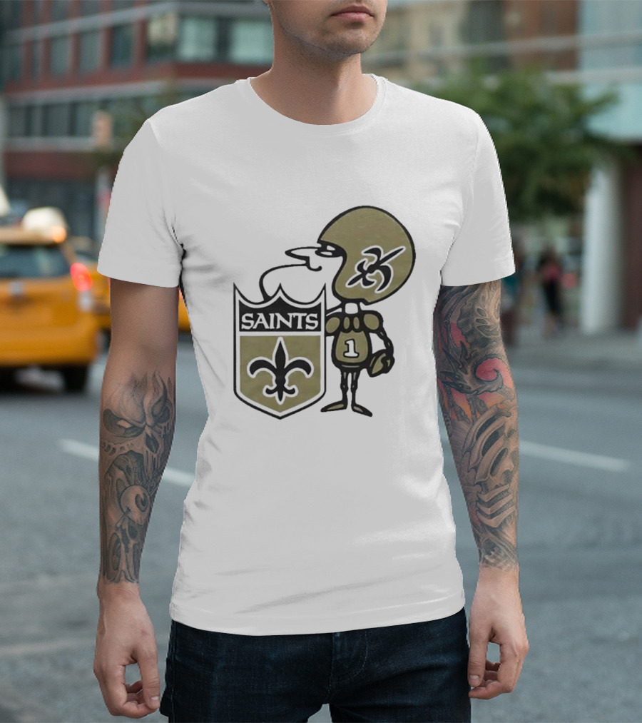 New Orleans Saints Alt Logo 1967 Cartoon Character Football Crest T-Shirt