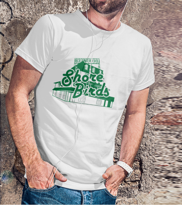 Ocean Drive Shore Birds Retro Sign Building T-Shirt