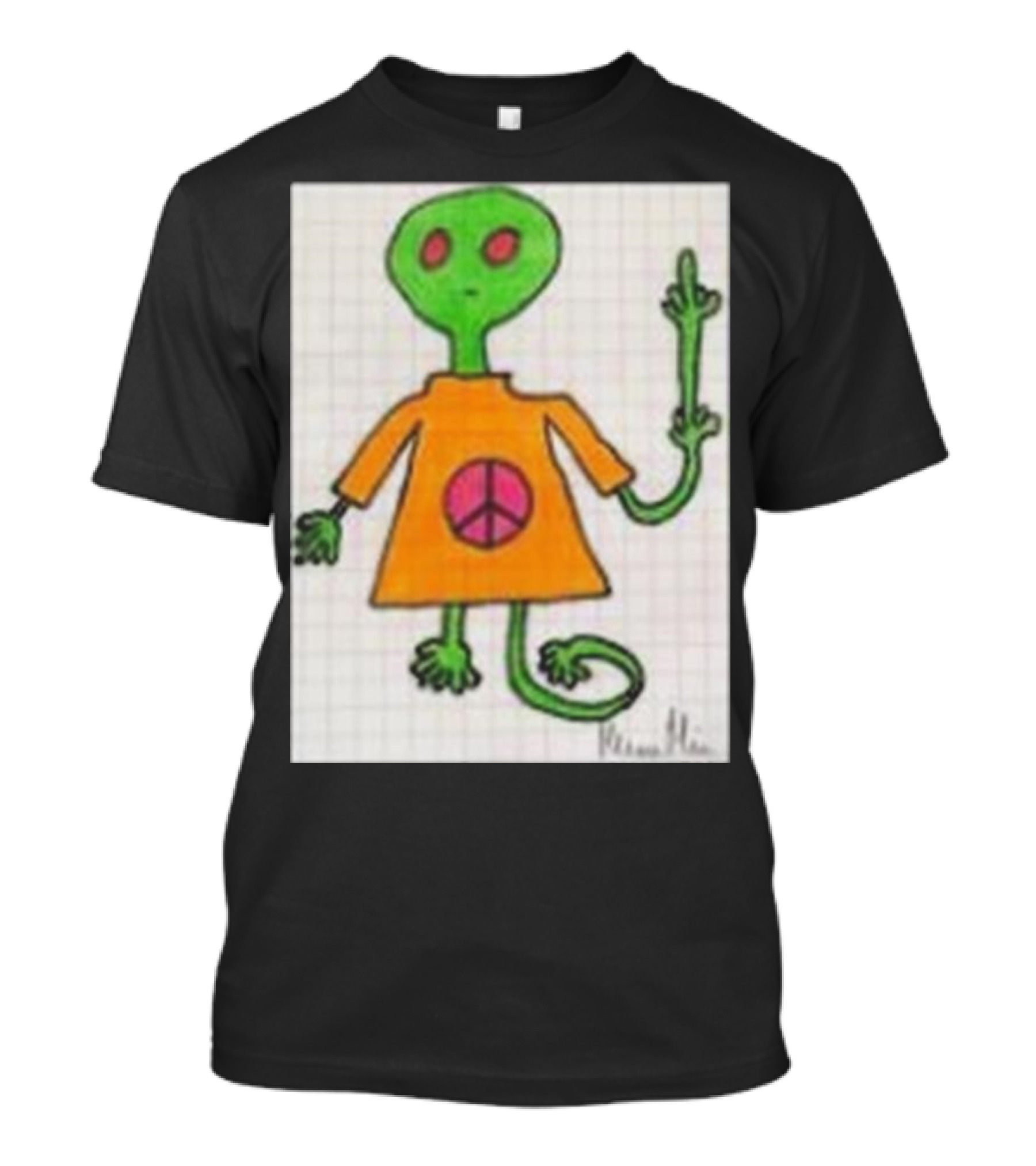 Radiation Exposure Peace Alien Drawing T-Shirt