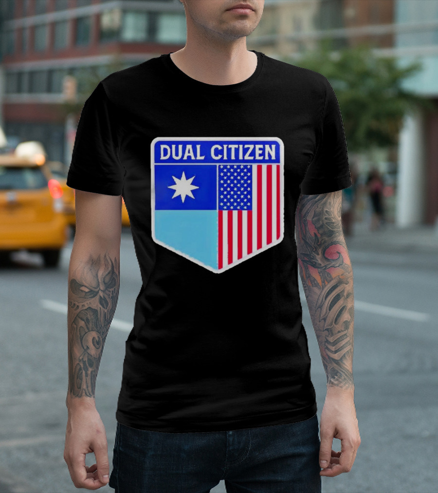 Dual Citizen of Minnesota and USA Flag Badge T-Shirt