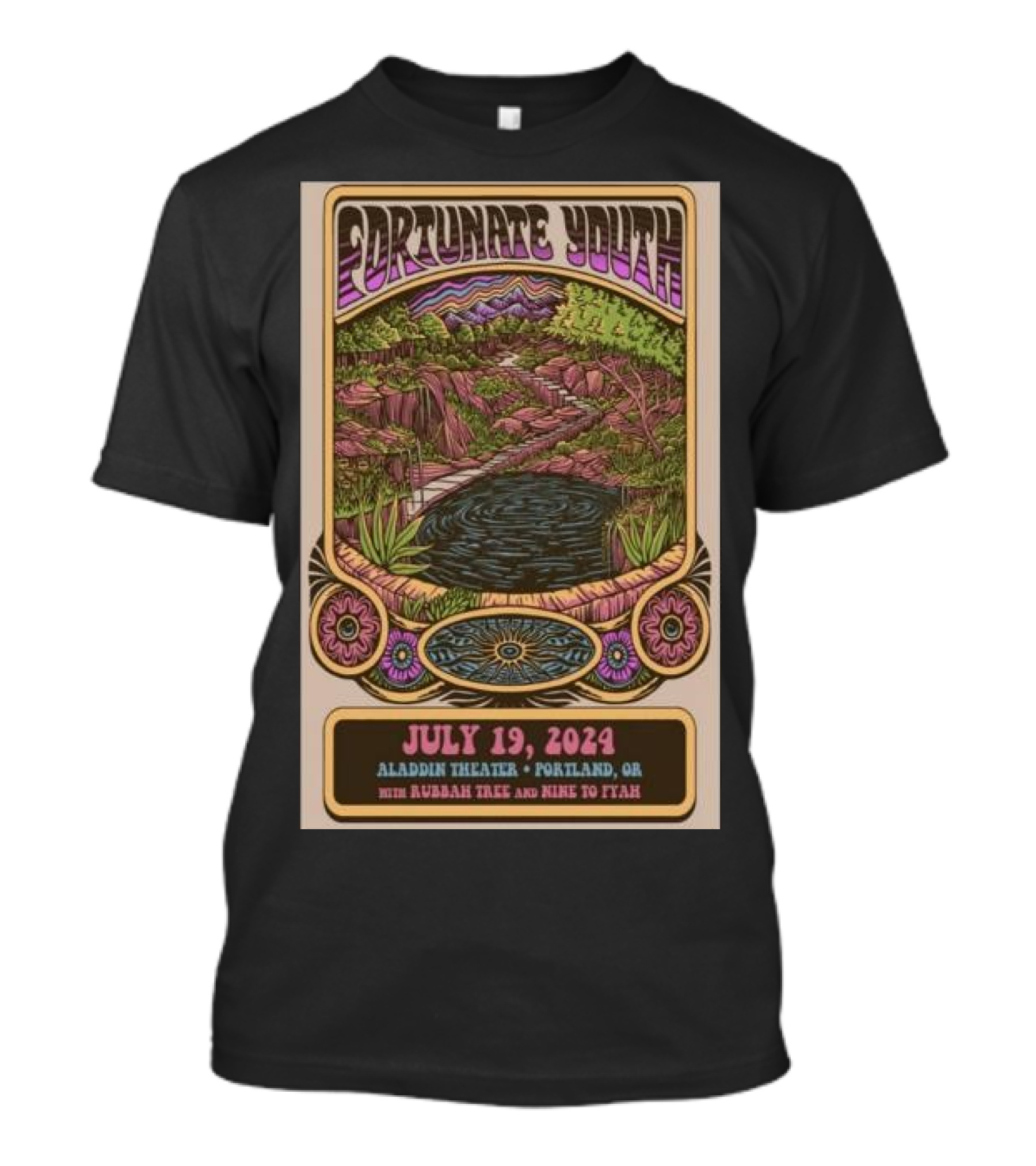 Fortunate Youth Aladdin Theatre Portland OR July 19 2024 With The Riddims And Mike Love T-Shirt