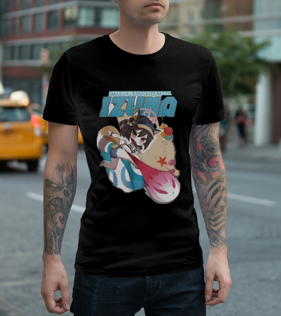 Izuna’s Xtreme Beach Volleyball Anime Character with Beach Elements T-Shirt