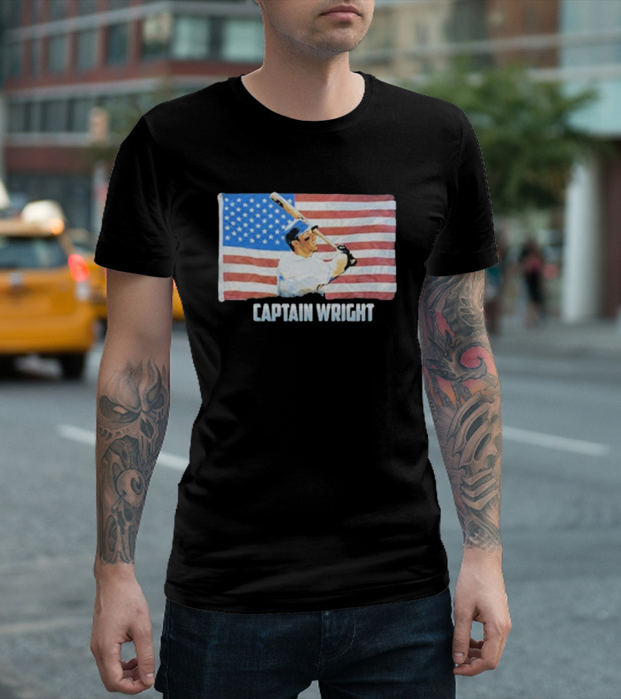 Mets David Wright Captain Wright American Flag Baseball T-Shirt