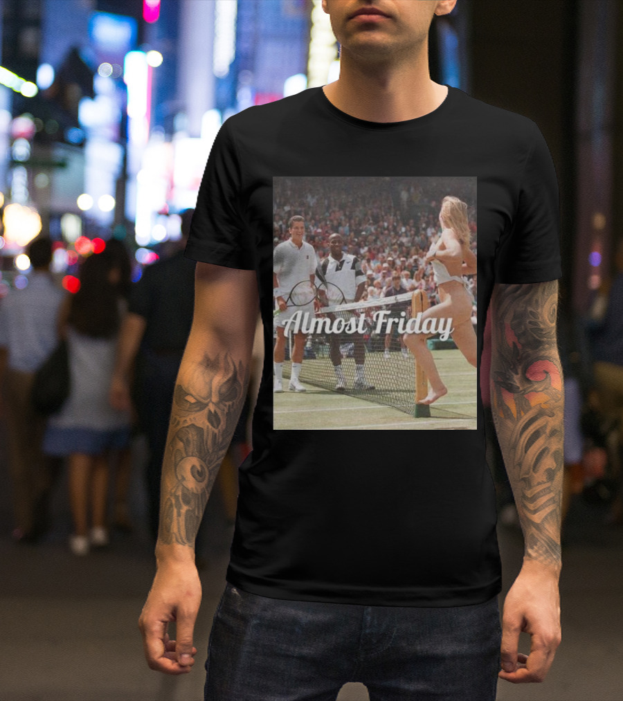 Almost Friday Tennis Court Streaker Wimbledon Scene T-Shirt