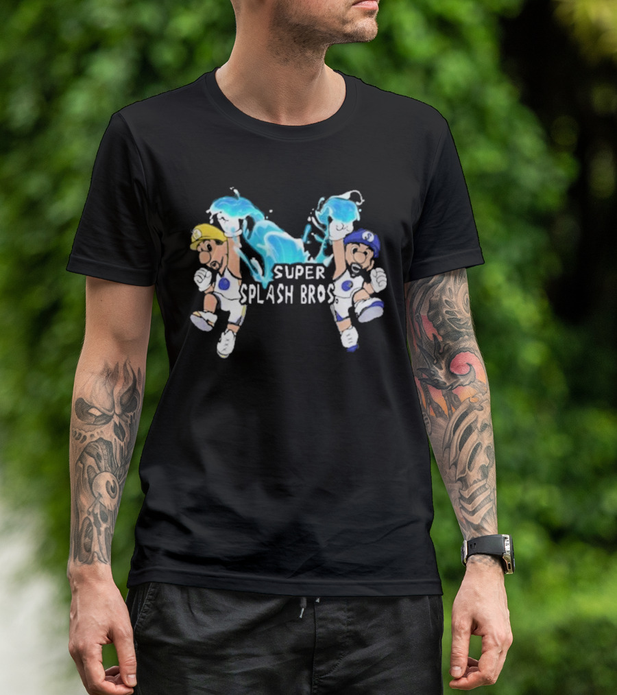 Super Splash Bros Steph Curry And Klay Thompson Mario Themed Basketball Duo T-Shirt
