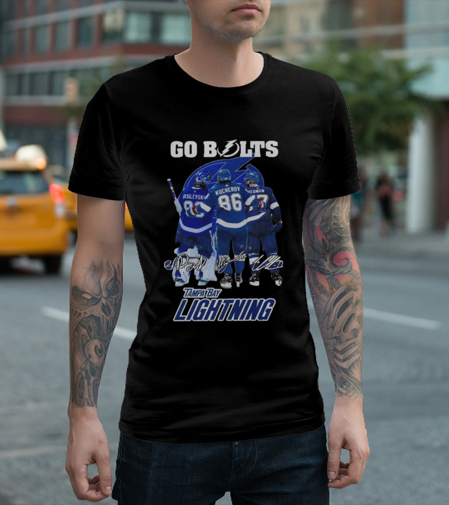Tampa Bay Lightning Go Bolts Asilevskiy Kucherov Hedman Signatures T-Shirt