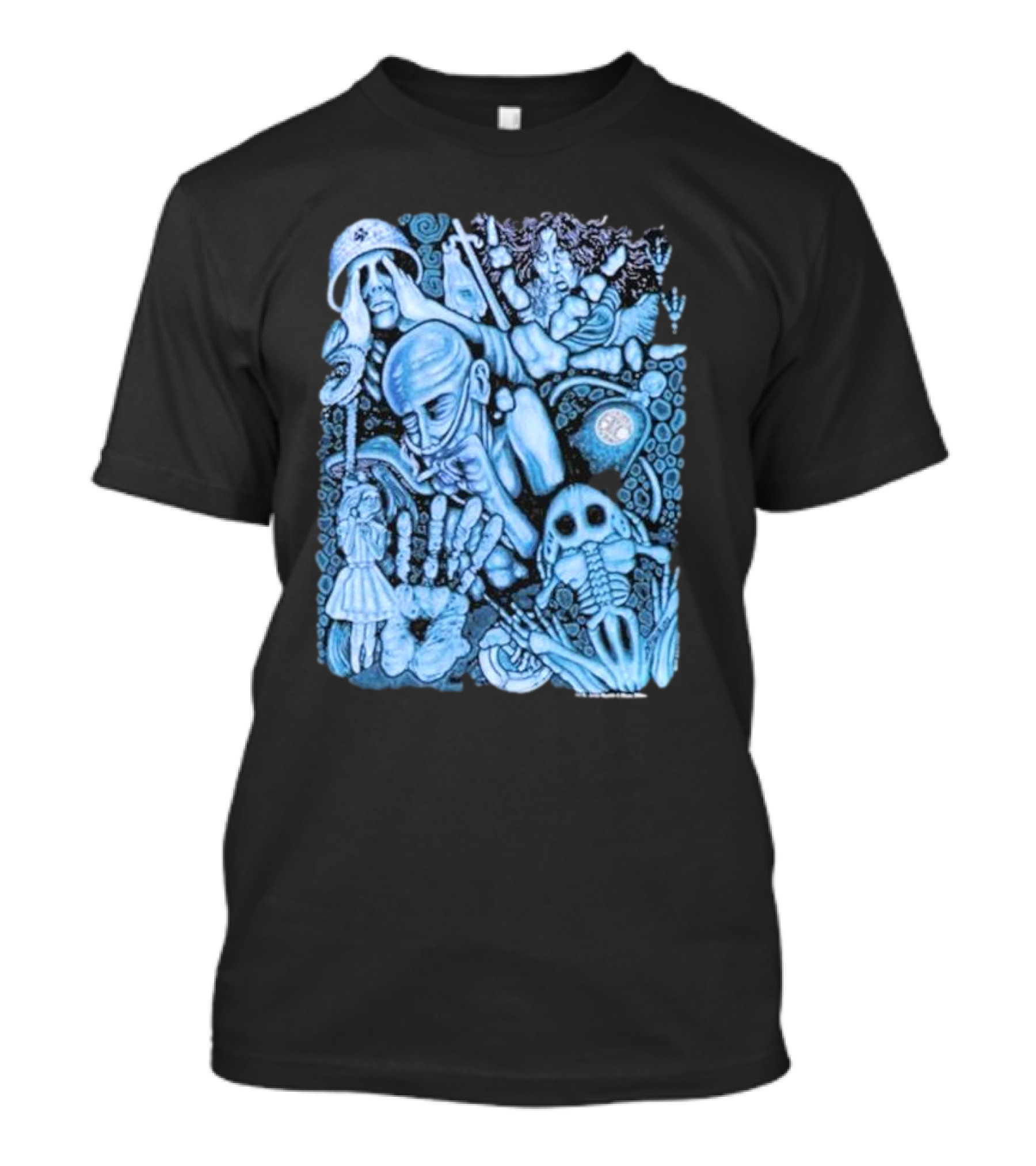 Alice In Chains 1993 Tour Surreal Blue Skeleton T-Shirt