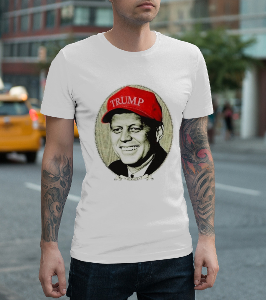 JFK Kennedy Wearing Red Trump Hat T-Shirt