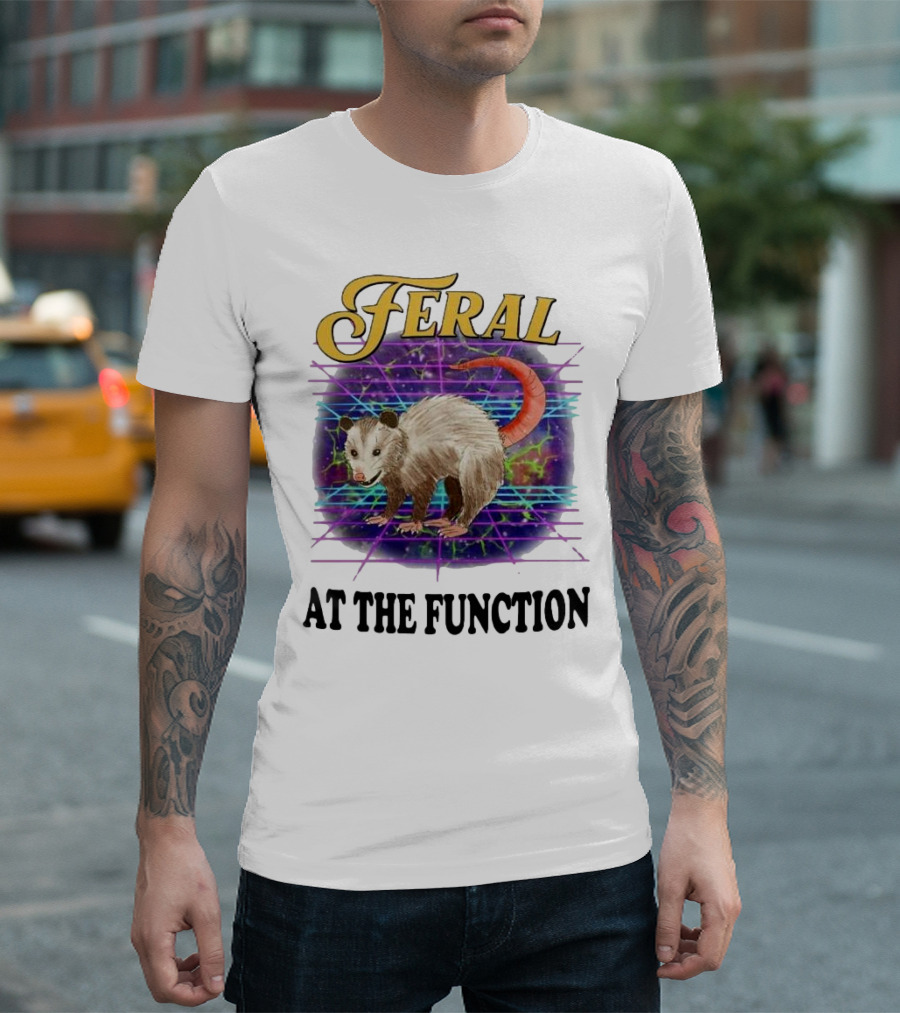 Feral Possum at the Function with Retro Neon Background T-Shirt
