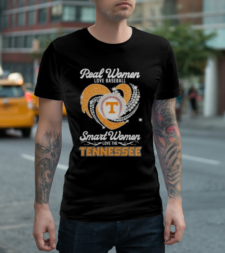 Real Women Love Baseball Smart Women Love The Tennessee 2024 Diamond Heart T-Shirt
