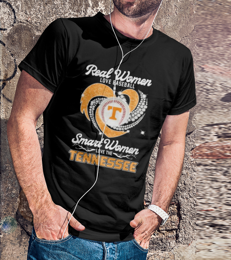 Real Women Love Baseball Smart Women Love The Tennessee 2024 Diamond Heart T-Shirt