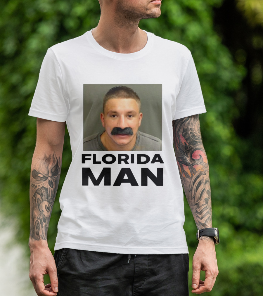 Stevewilldoit Florida Man Image Black Mustache Face T-Shirt