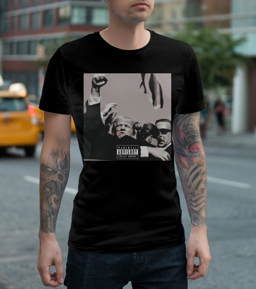 Parental Advisory Explicit Content Benny Johnson Fight For America Trump T-Shirt