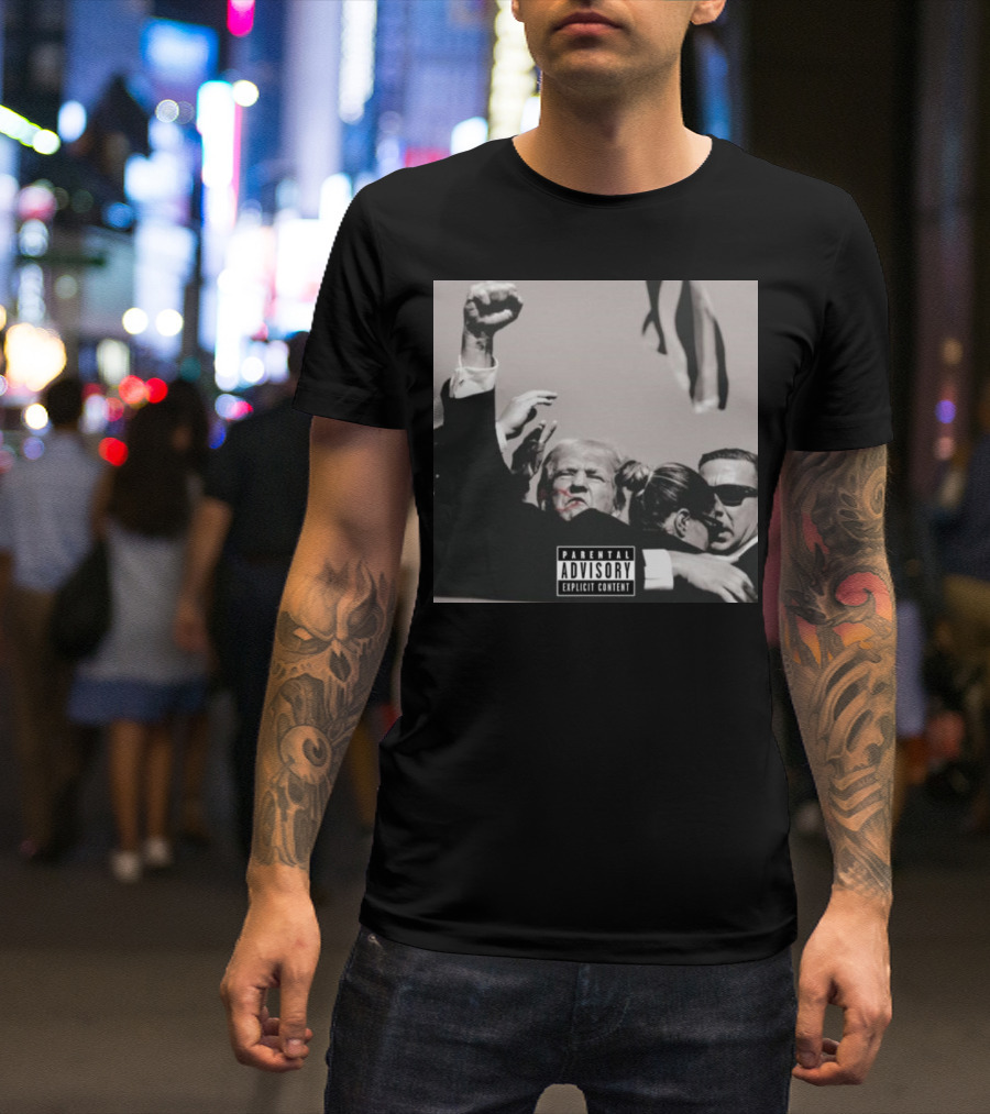 Parental Advisory Explicit Content Benny Johnson Fight For America Trump T-Shirt