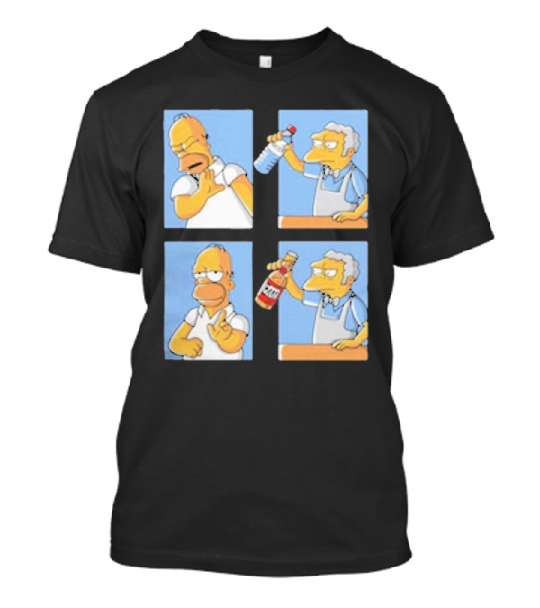Homer And Moe No Yes Panel With Drink Bottles T-Shirt