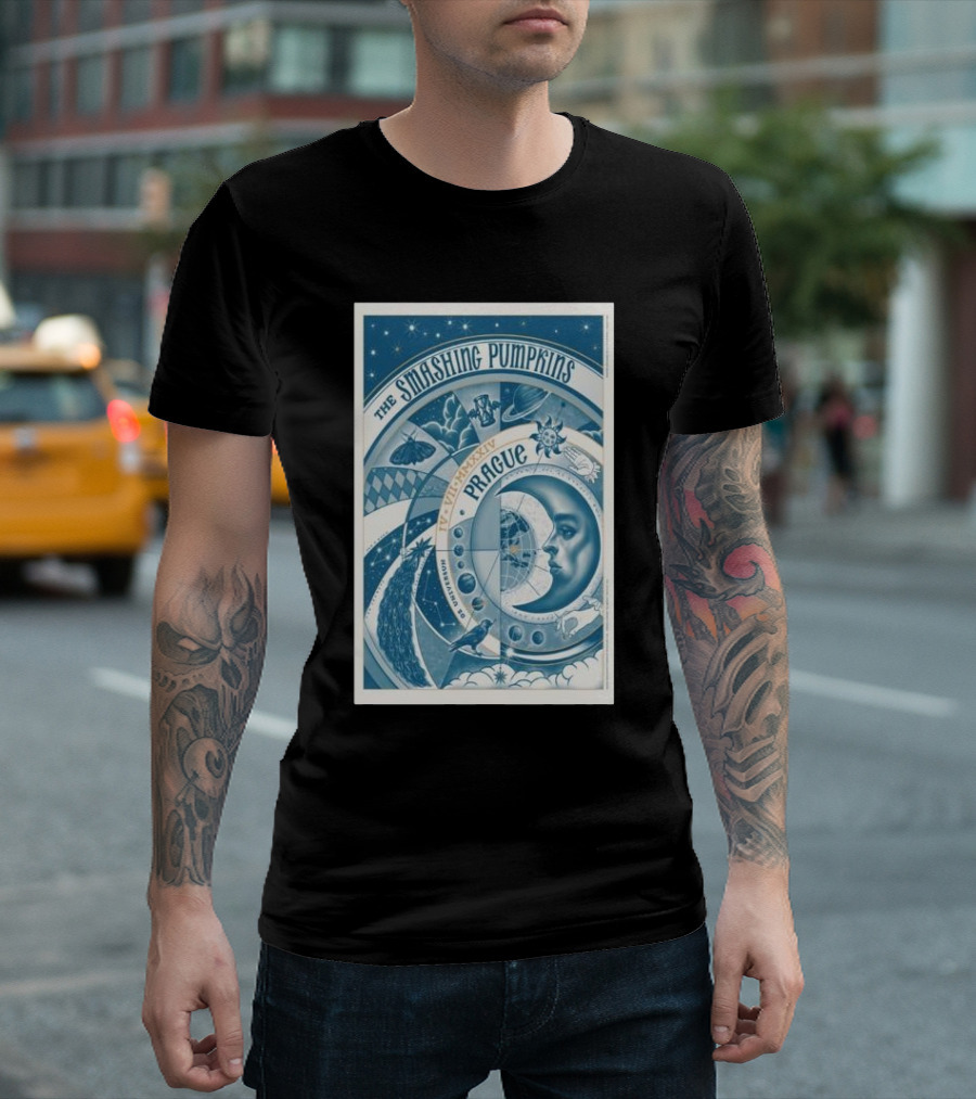 The Smashing Pumpkins O2 Universum Prague July 4 2024 Celestial Art Deco T-Shirt
