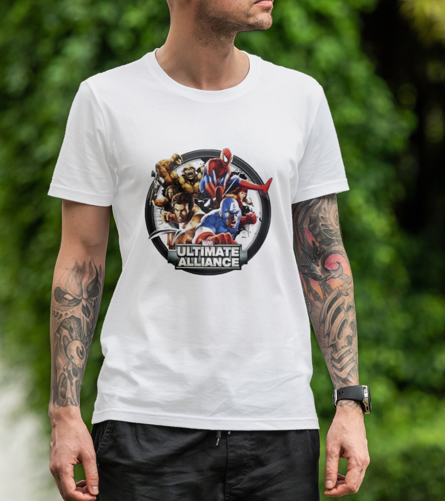 Tobey Maguire Spider-Man Featured In Marvel Ultimate Alliance Heroes Assemblage T-Shirt