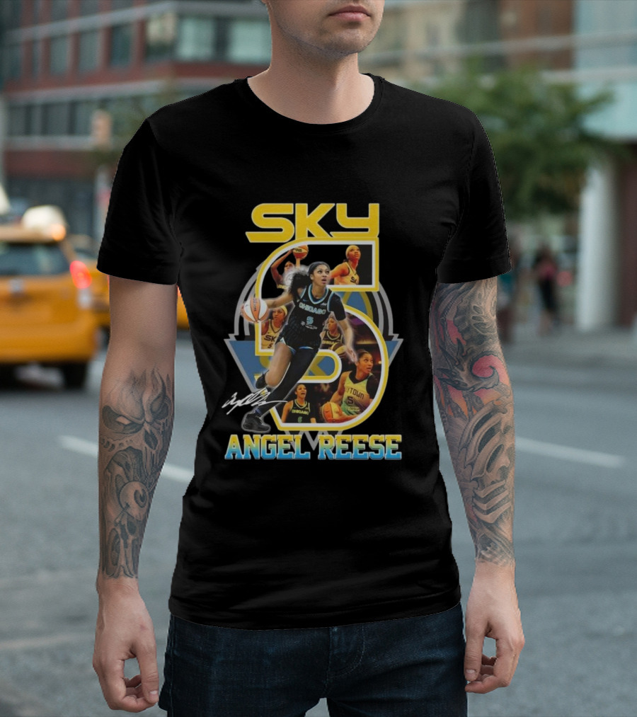 Chicago Sky Angel Reese 5 Signature WNBA T-Shirt
