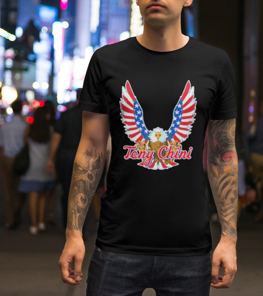 Tony Chini American Flag Eagle Wings T-Shirt