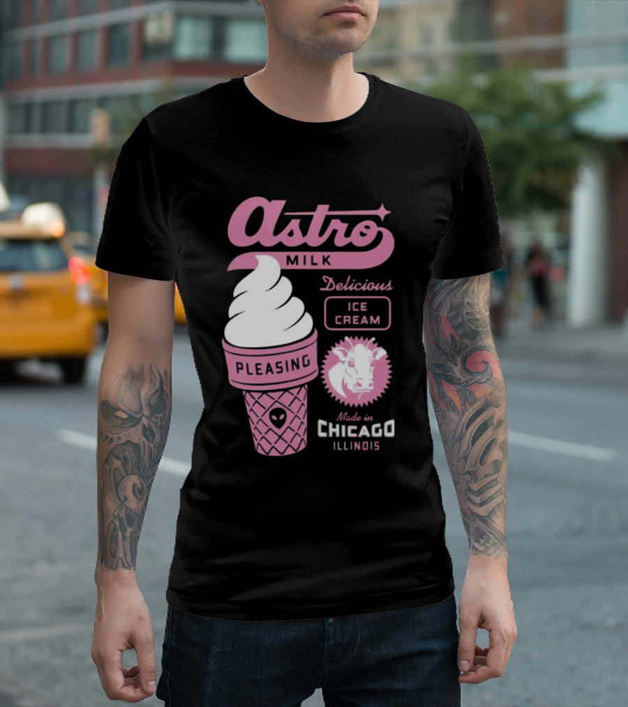Astro Milk Delicious Ice Cream Pleasing Made In Chicago Illinois T-Shirt