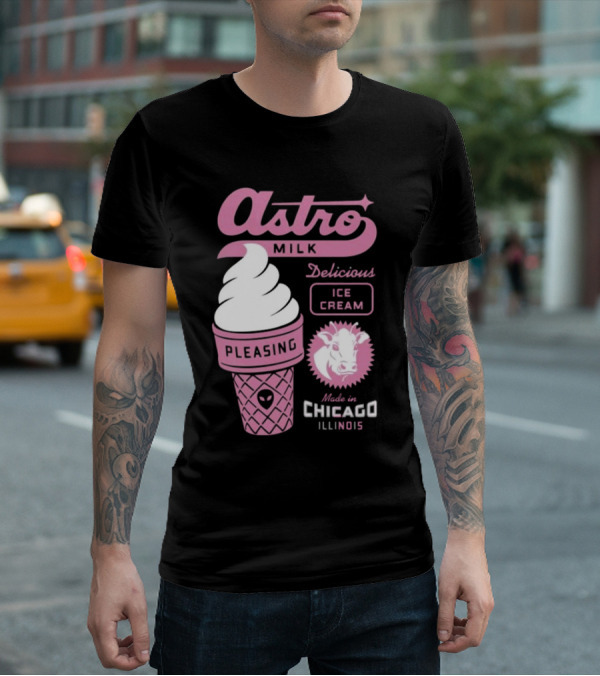 Astro Milk Delicious Ice Cream Pleasing Made In Chicago Illinois T-Shirt