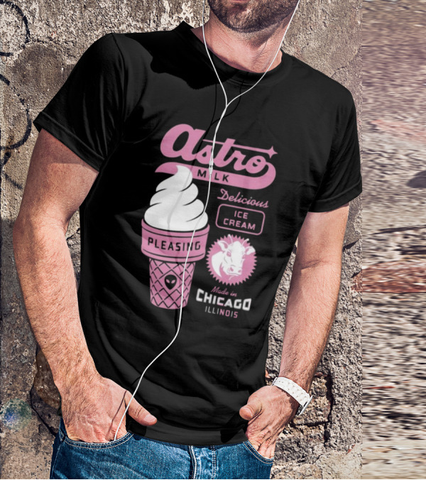 Astro Milk Delicious Ice Cream Pleasing Made In Chicago Illinois T-Shirt