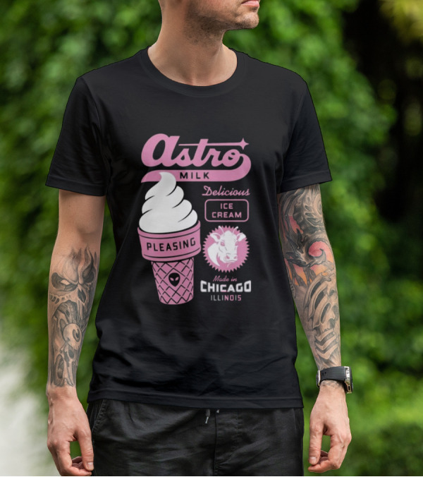 Astro Milk Delicious Ice Cream Pleasing Made In Chicago Illinois T-Shirt