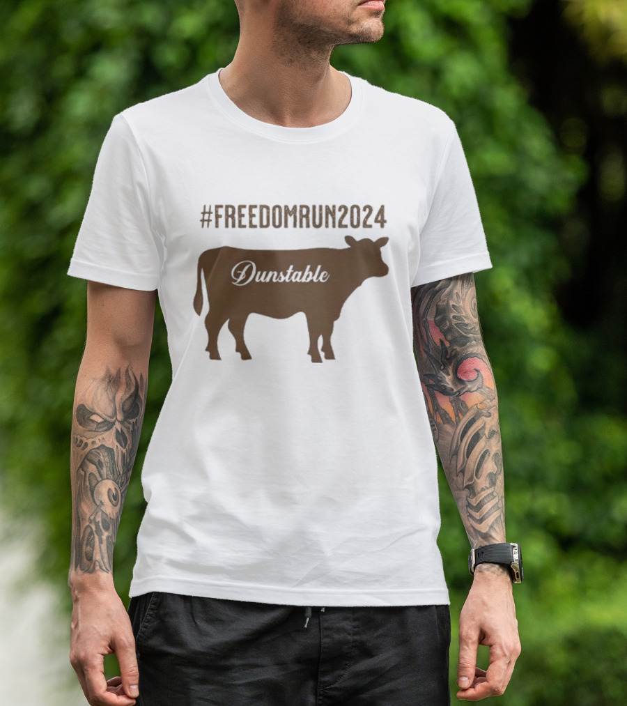 FreedomRun2024 Dunstable Brown Cow Massachusetts T-Shirt