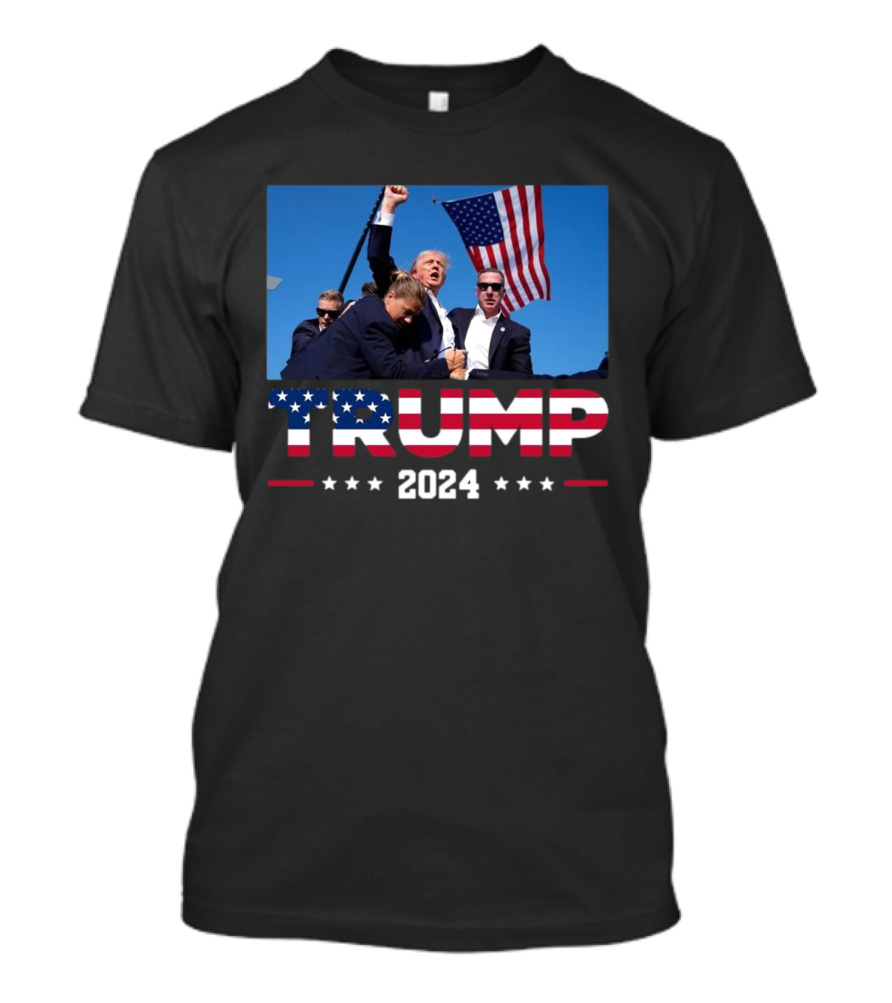 Trump 2024 Patriotic Election Rally With American Flag And Security Team T-Shirt