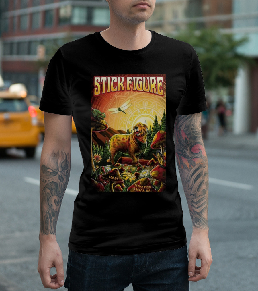 Stick Figure Lemay Field Tacoma WA July 20 2024 Golden Dog and Nature Scene T-Shirt