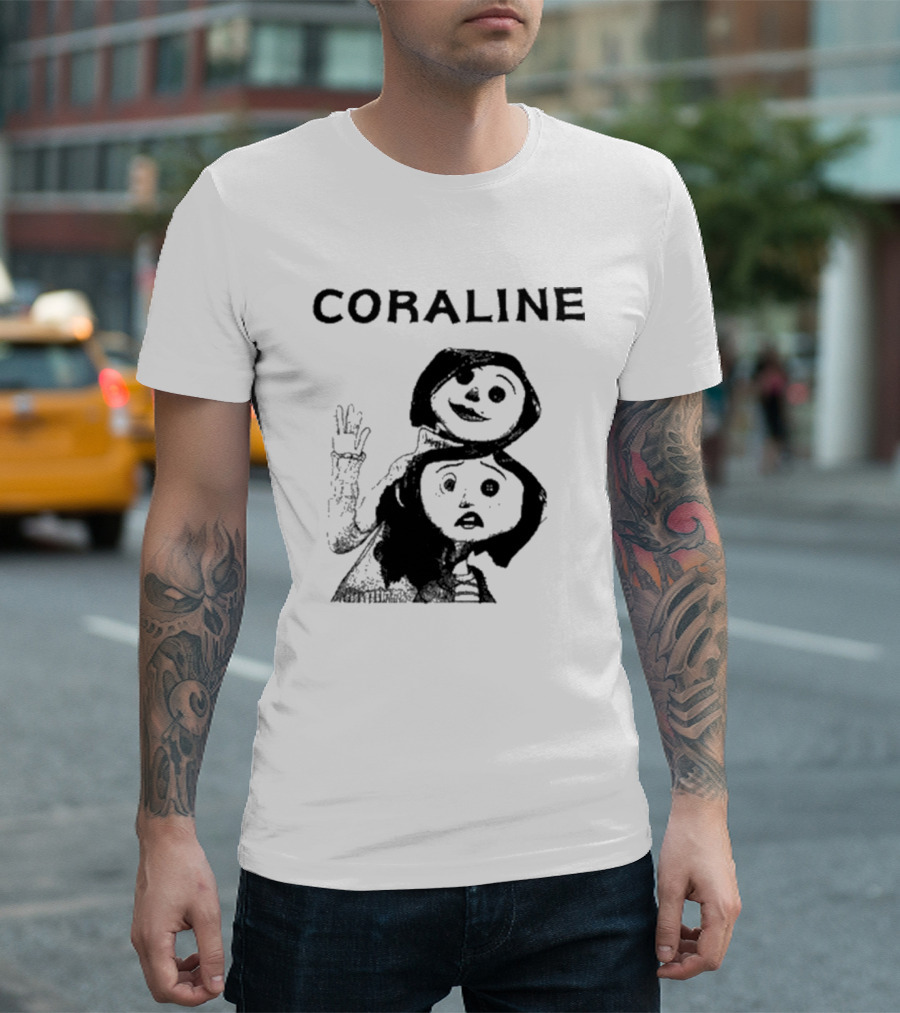 Coraline Movie Character Duo Fan Merchandise T-Shirt