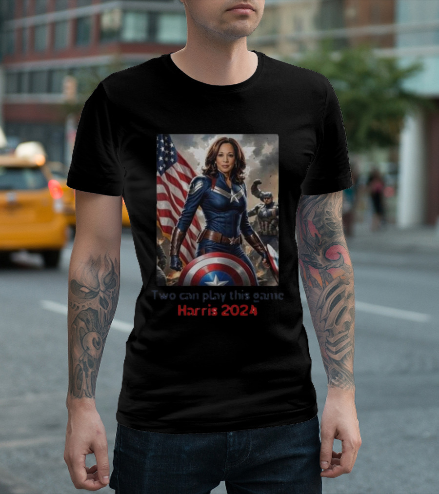 Kamala Harris American Hero Two Can Play This Game Harris 2024 Captain America T-Shirt