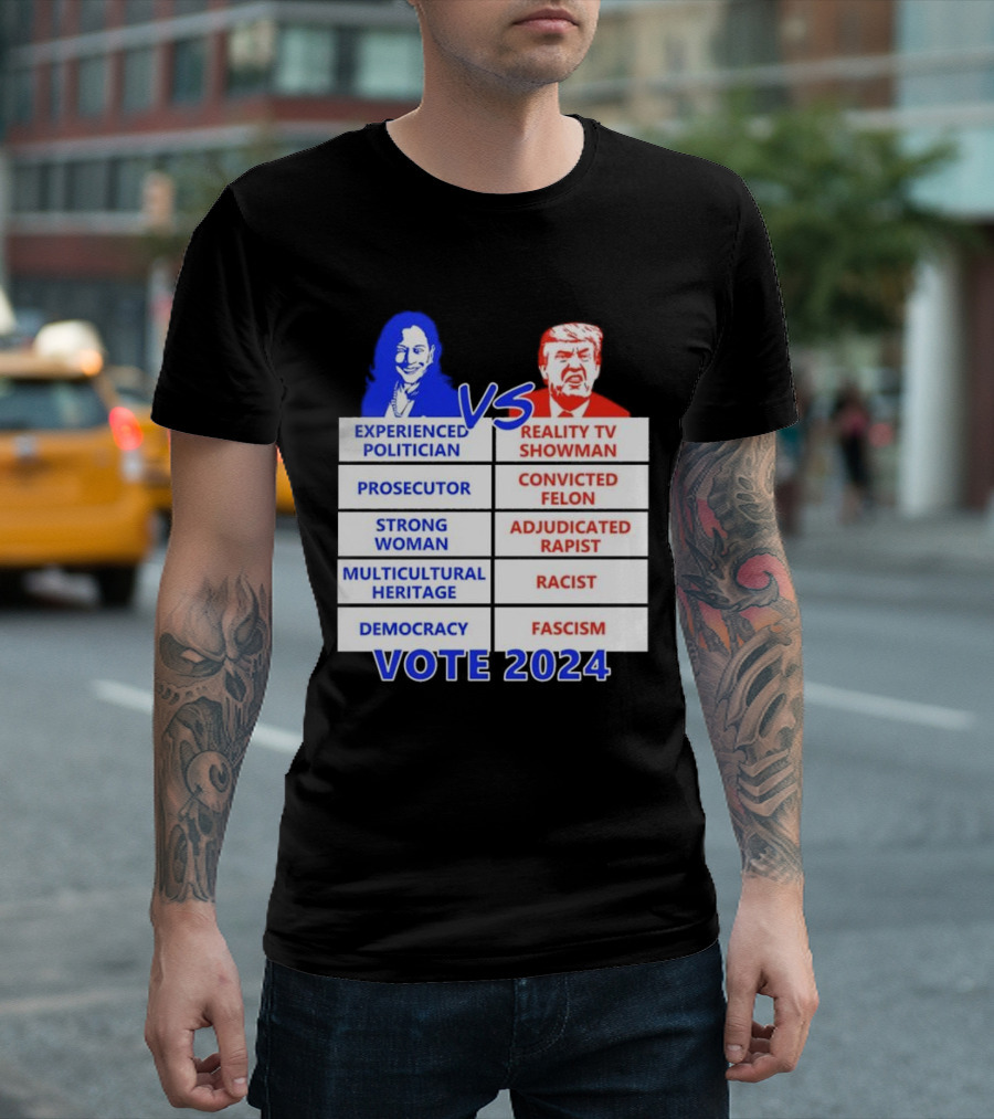 Experienced Politician Prosecutor Strong Woman Multicultural Heritage Democracy Vs Reality TV Showman Convicted Felon Adjudicated Rapist Racist Fascis