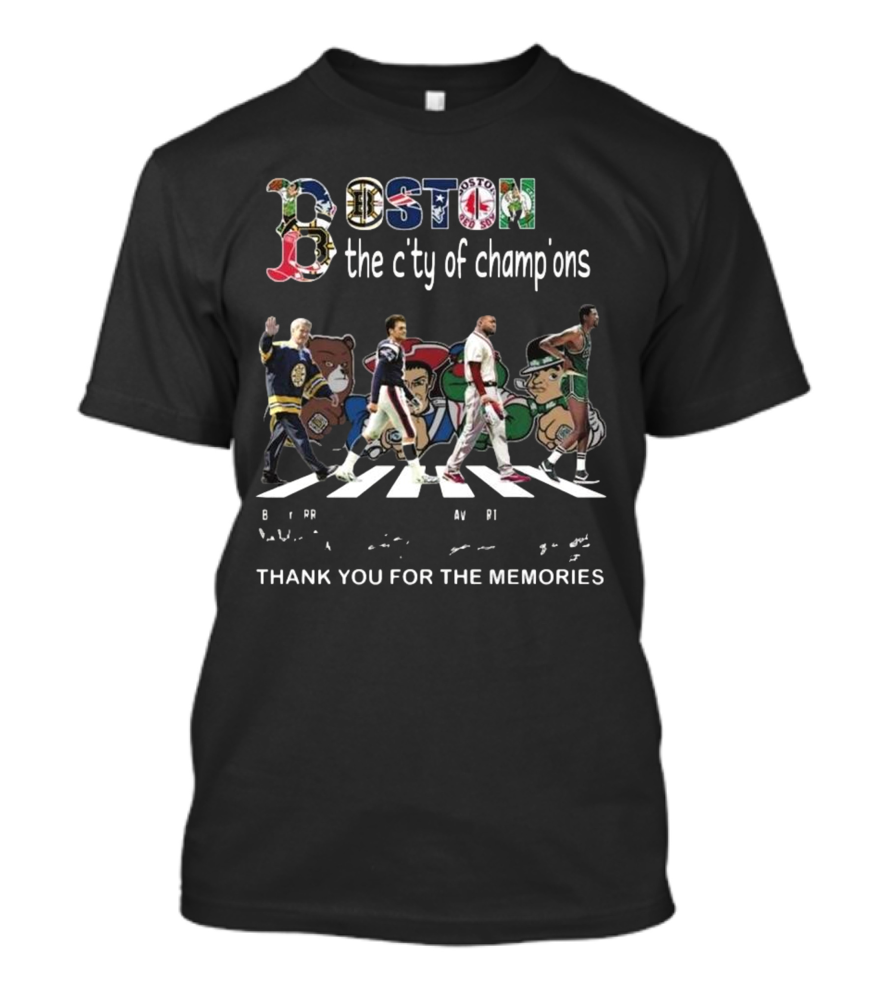 Boston The City Of Champions Signatures Thank You For The Memories Abbey Road T-Shirt
