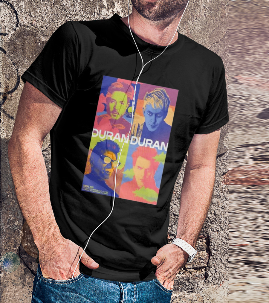 Duran Duran Europe 2024 Tour Poster Vibrant Pop Art Style Band Members T-Shirt