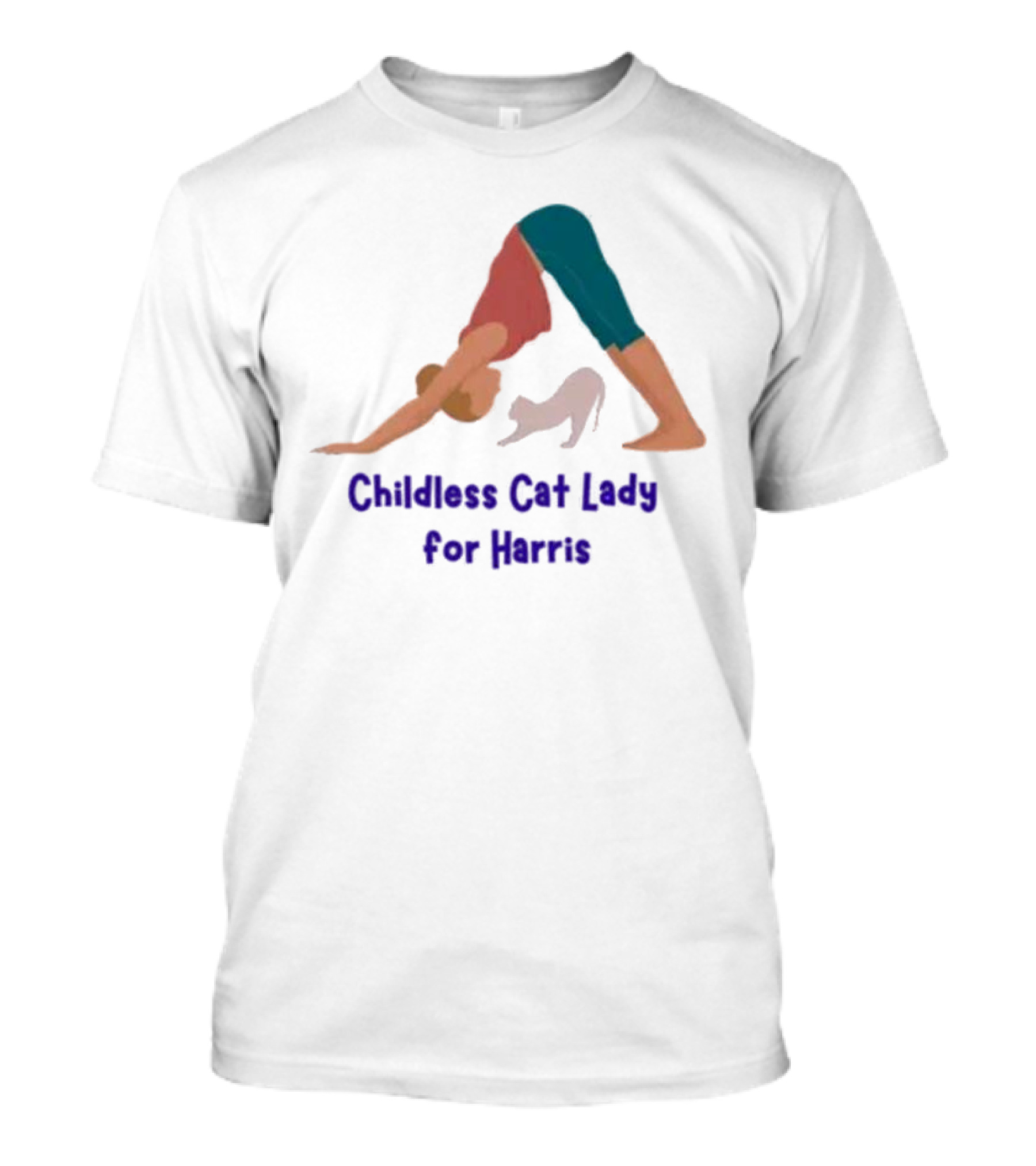 Childless Cat Lady Yoga With Cat For Harris T-Shirt