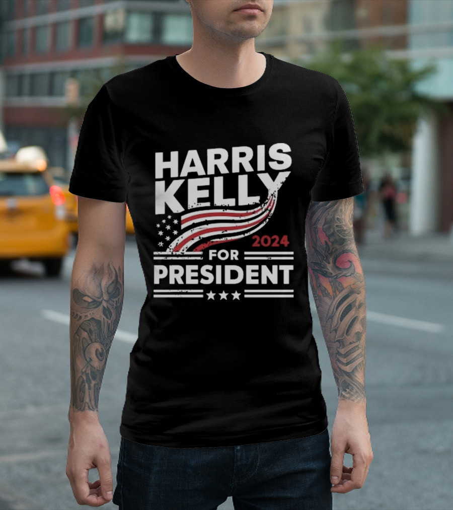 Harris Kelly 2024 American Flag Stars For President T-Shirt