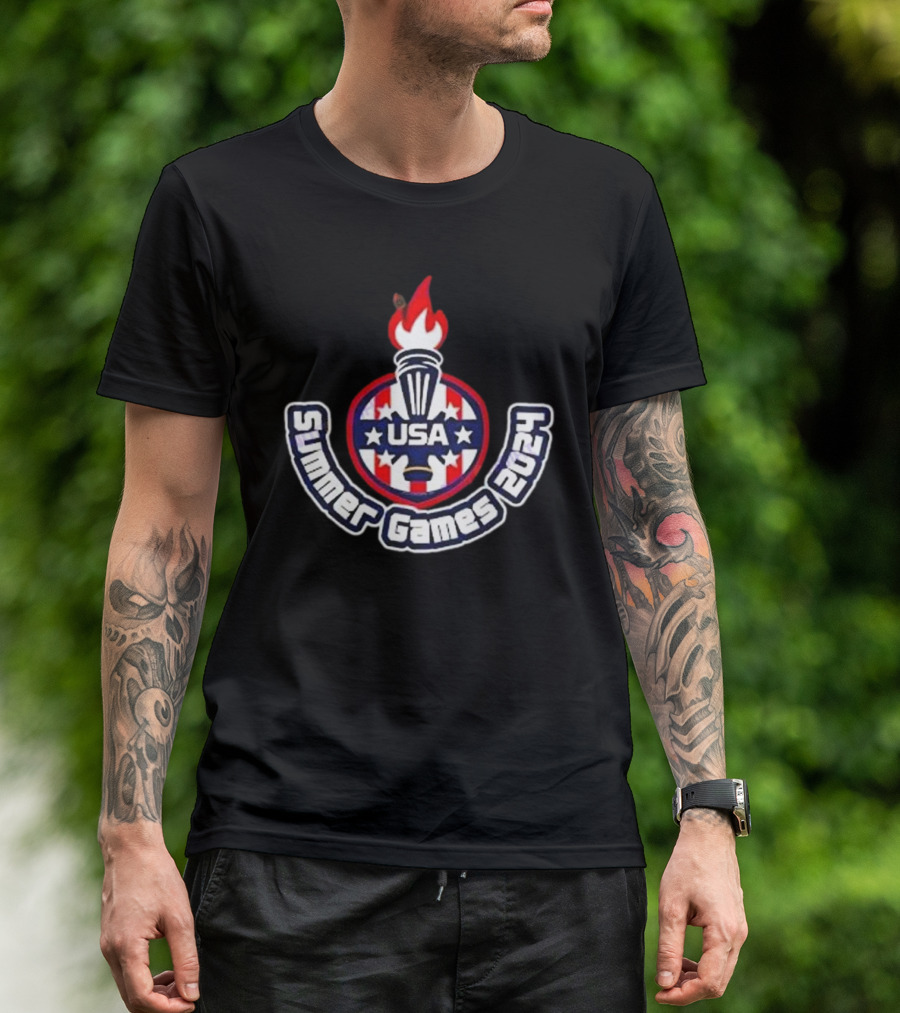 USA Summer Games 2024 Stars And Torch Emblem T-Shirt