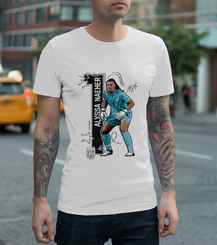 USWNT Alyssa Naeher Number One Star Keeper Signature T-Shirt