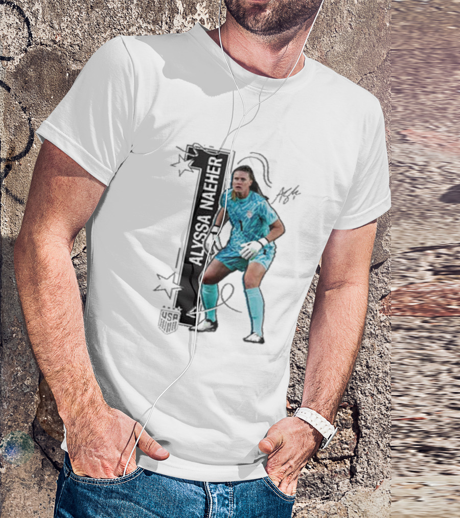 USWNT Alyssa Naeher Number One Star Keeper Signature T-Shirt