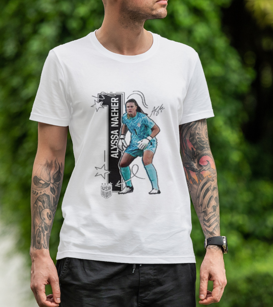 USWNT Alyssa Naeher Number One Star Keeper Signature T-Shirt